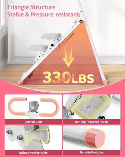 Stair Stepper for Home, Vertical Climber Workout Machine with Handlebar - color: Pink