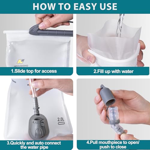 N NEVO RHINO Hydration Bladder 1.5L-3L Kit, Water Bladder for Running Vest - color: 3L-White