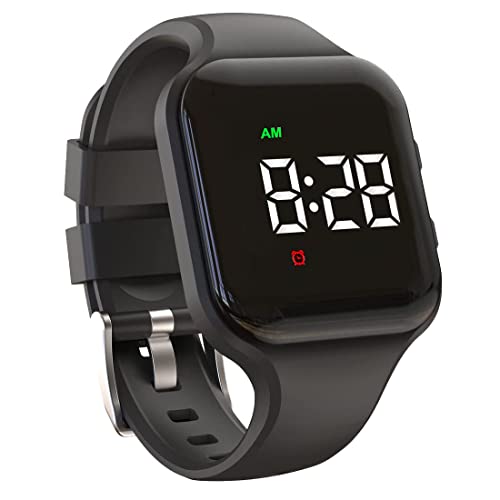 Vibrating Alarm Watch Rechargeable 15 Alarm Reminder Wristband Potty Training Watch with Lock Screen - color: Black