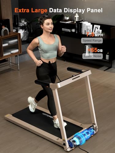 WALKINGPAD Foldable Walking Pad Treadmill with Handle Bar, 7.5MPH - color: taupe
