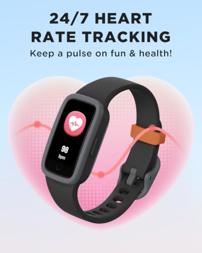 Vigor 3 Kids Watch Fitness Tracker, AMOLED Screen for Boys Girls Age 5-15 - color: Black