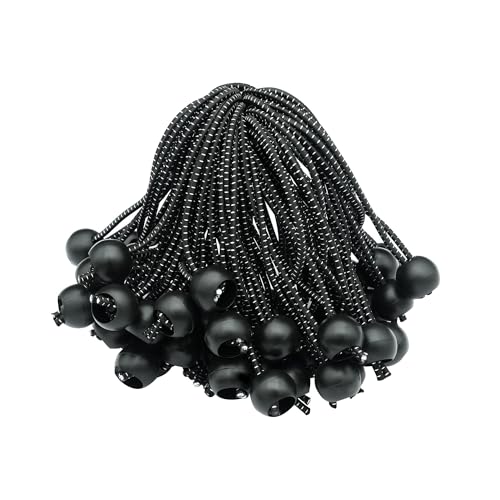 50 Pack Ball Bungee Cord, 11 Inch Heavy Duty Bungie Cord Balls, Black, Camping Usage, Indoor, Outdoor, Multifunctional, Waterproof, Prevent Breakage, UV Protection, Organizing, Securing. - size: 11 Inch - 50 Pcs