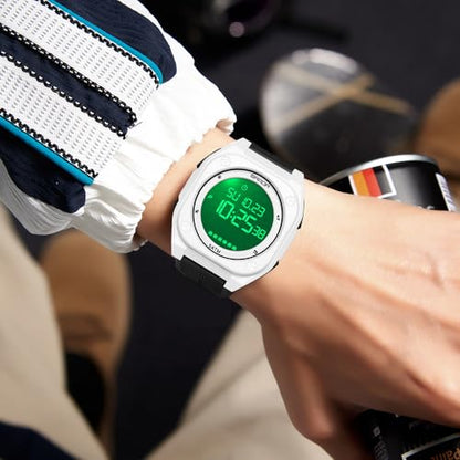 FANMIS Men's Digital Sports Watch Big Face Stopwatch Outdoor Rubber Strap - color: White Black
