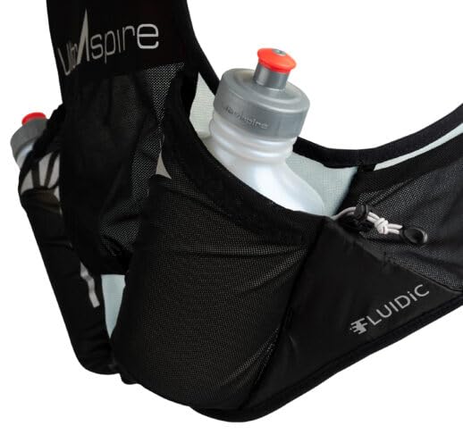 Ultraspire Momentum Running Race Vest - color: 2.0 Black/Red w/ 2 x ULTRAFLASK 550, size: Small (26"-35")