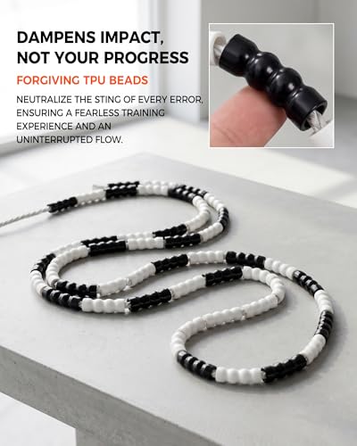 YUEDONG Beaded Jump Rope, 20cm Handles, Soft TPU Beads, Rhythmic Click - color: BLACK