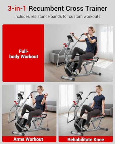 Recumbent Exercise Bike with Arm Exerciser for Home - color: black