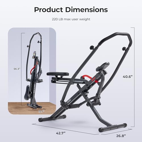 Sunny Health & Fitness Row-N-Ride Squat Assist Trainer for Home Exercise - color: Dark Grey