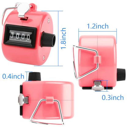 FEBSNOW 2 Pack Tally Counter Clicker 4 Digit Number for School Event - color: White Pink