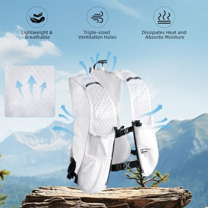 Hydration Backpack for Women Men, Lightweight Running Vest with 1.5L Water Bladder, Breathable Water Backpack for Hiking Running Cycling Climbing-White/Black - style: White