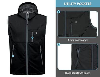 Little Donkey Andy Men's Lightweight Golf Vest Outerwear - color: Hooded Black, size: XX-Large