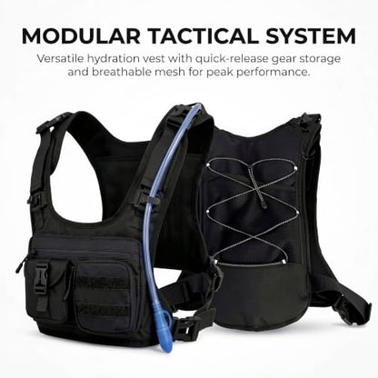 Running Hydration Vest with 2L Bladder, Breathable, Reflective, Multi Pocket Chest Pack for Men and Women, Marathon, Trail Running, Hiking and Cycling