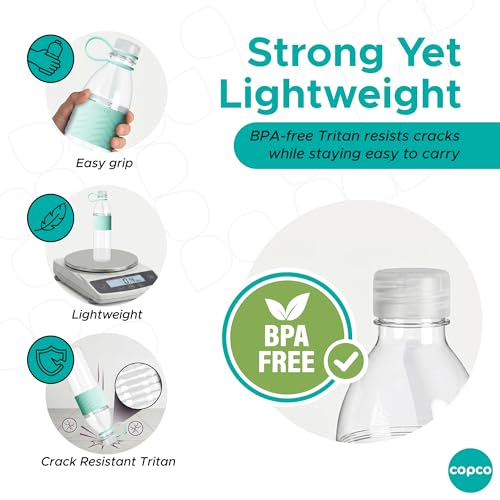 Copco Hydra 20 oz Tritan Water Bottle with Leak-Proof Lid & Textured Grip - BPA-Free, Dishwasher Safe, Easy Twist-Open for Ice & Fruit - Fits Cup Holders, Lightweight, Durable(Robins Egg Blue) - color: Robins Egg