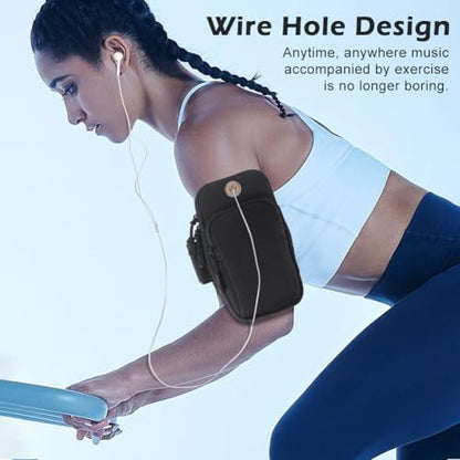 Phone Holder for Running, Walking, Workout, Under 7 in Armband Smartphone Holder, Phone Pouch Cards Keys Wallet, Gym Sports Arm Bands Sleeve Fit Women Men(Color:Black)