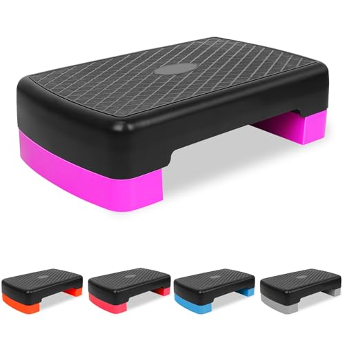 Height-Adjustable 4"-6" Step Aerobics Platform Fitness Equipment Stepper Trainer Exercise Step Platform with 2 Riser