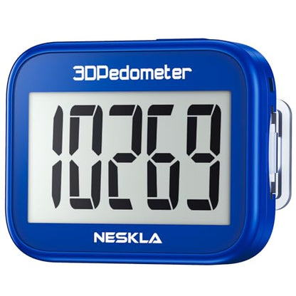 NESKLA 3D Pedometer, Simple Step Counter with Large LCD Display for Walking - color: Dark blue
