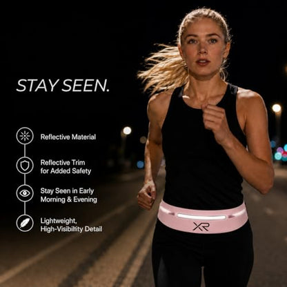 Running Belt Waist Pack for Men & Women, Slim Running Fanny Pack- Adjustable Fitness Waist Pouch, Bounce Free Jogging Belt, Waterproof Zipper, Reflective Running Gear (Pink) - color: Pink