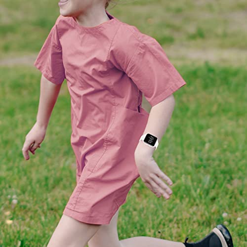 Kids Watches for Girls Boys Digital Sport Watch with Step Counter Pedometer Vibration Alarm Clock, No App Waterproof Fitness Tracker Kids Watch Boys Girls Teens Students Ages 5-16 - color: 004-E-White