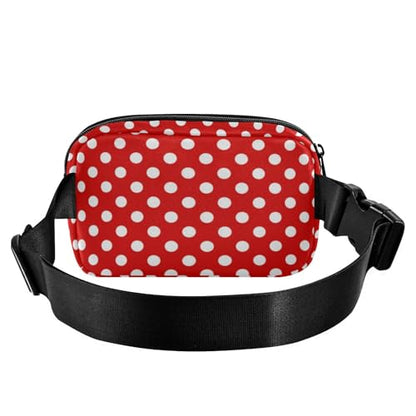Red White Polka Dot Pattern Belt Bag for Women Men Fanny Pack Small Waist Pouch Crossbody Bags for Outdoor Hiking Running Travel - color: Polka Dot