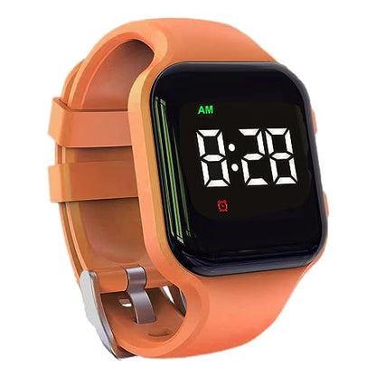 Vibrating Alarm Watch Rechargeable 15 Alarm Reminder Wristband Potty Training Watch with Lock Screen - color: Orange