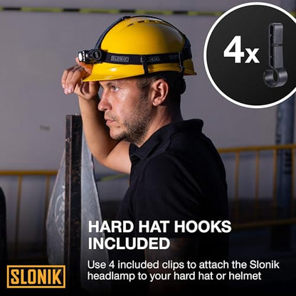 SLONIK Headlamp Rechargeable - 1000 Lumen LED USB Rechargeable Headlight - IPX4 Waterproof Head Lamp with Bright 60 ft Flashlight Beam - Hiking & Outdoor Camping Gear, Black - LED Headlamp - color: Black, size: 1000l Gen 2
