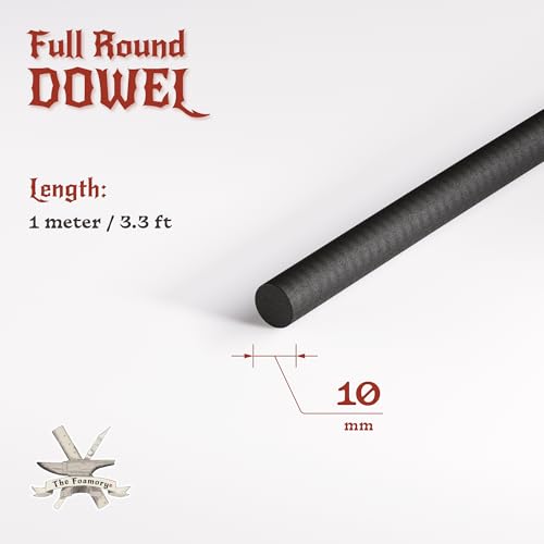 The Foamory Black EVA Foam Dowel - Full Round 10mm x 1M Length Craft Stick - color: 1 Pack: 1M Length - 10mm Thickness, size: Black - Full Round Dowel