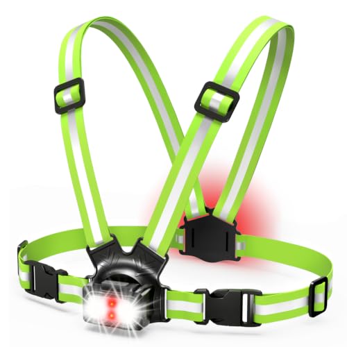 Running Chest Light [2 Color & 7 Modes] 500LM High-Visibility Reflective Running Vest Light with Adjustable 45° Beam, Waterproof Safety Light for Night Running Walking Hiking Camping Cycling Jogging - size: Front & Rear Light