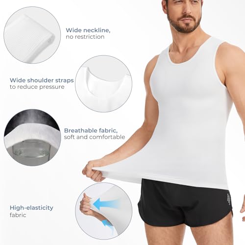 Sleeveless Compression Shirt Men Slimming Body Shaper Vest Mens Compression Tank Top Undershirt Shapewear Tummy Control - color: White+white, size: XX-Large