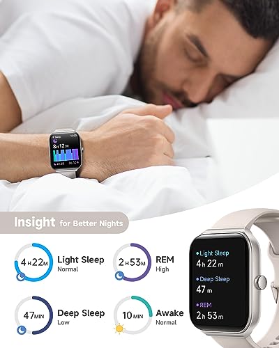 1.95" Smart Watch for Women with ALEXA, Fitness Watch for Android iOS Phone - color: Beige