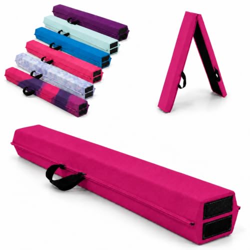 8FT Gymnastics Balance Beam Pink Soft Suede Folding Practice Pad