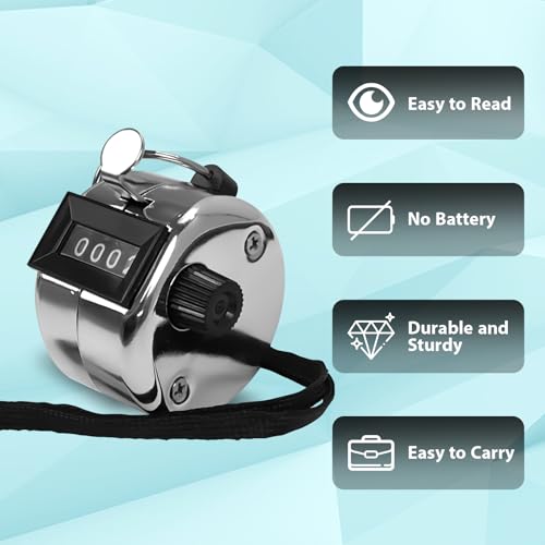 6 Pack Clicker Counter, Hand Tally Counters, 4 Digit Display Clicker - color: Silver Color