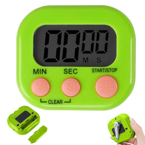 Timer Electronic Countdown Stopwatch Digital Kitchen with Large Screen Loud Alarm Easy Operation Visual Time Management Tool - color: Green