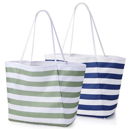 KALIDI Beach Tote Bag Women Large Waterproof Sandproof Shoulder Handbags - color: #2 Green+blue