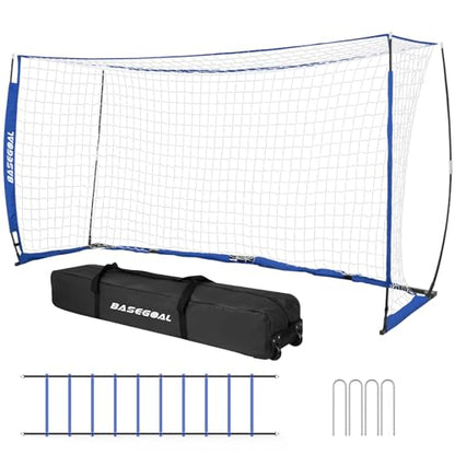 BaseGoal Soccer Goal for Backyard,with Bow Frame and Agility Ladder - size: 14x7 ft