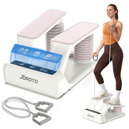 JOROTO Air Stepper Exercise Machine with LED Monitor and Resistance Bands, 300LB Capacity Stair Stepper, 5-Level Adjustable Resistance and Low-Impact Steppers for Exercise at Home, White