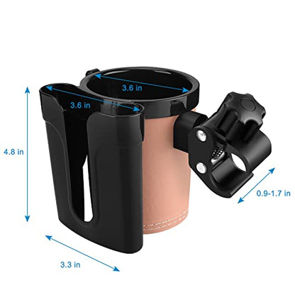 Accmor Stroller Cup Holder with Phone Keys Holder, 3-in-1 Universal Cup Holder, Drinks Bottle Holder for Stroller, Bike, Wheelchair, Walker, Scooter - color: Black Brown