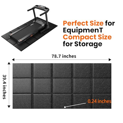 THAILE Treadmill Mat, 79" x 39" x 6mm, Carpet & Hardwood Floor Protector - size: 79"L x 39"W x 0.3"Th