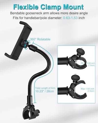 Gooseneck Indoor Cycling Tablet Mount, Treadmill Tablet Holder