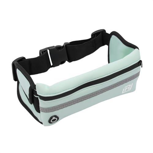 Slim Running Belt for Women & Men – Waterproof Waist Pack for Jogging, Hiking & Gym – Workout Belt Bag with Reflective Strip & Phone Holder - color: Light Blue
