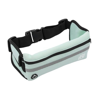 Slim Running Belt for Women & Men – Waterproof Waist Pack for Jogging, Hiking & Gym – Workout Belt Bag with Reflective Strip & Phone Holder - color: Light Blue