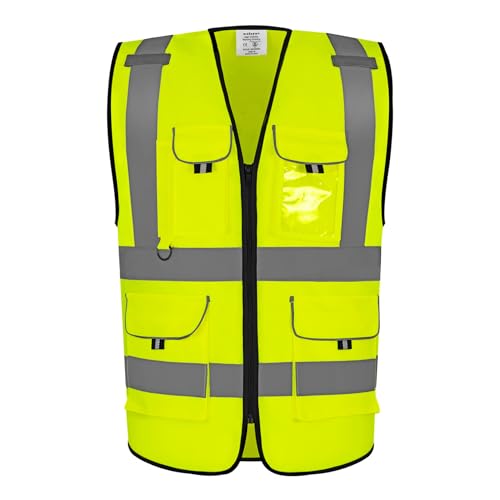wefeyuv Reflective Safety Vest Class 2 High Visibility Vest pocket - color: Hi-vis Yellow, size: XX-Large