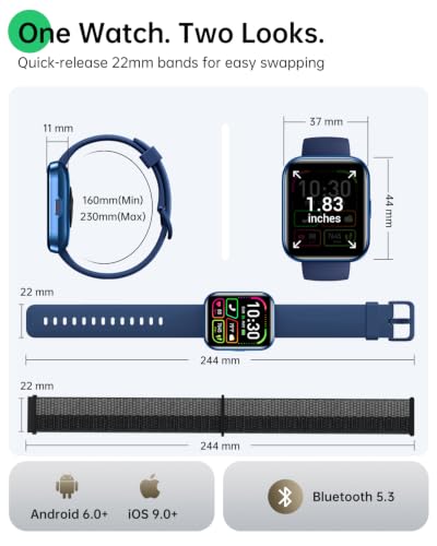Smart Watches for Men Women (Android/iOS), Fitness Watch, Health Tracker - color: Midnight Navy