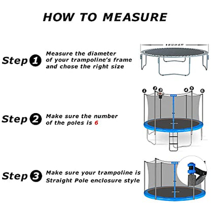 Trampoline Net Replacement Safety Trampoline Net for 6 Straight Poles - size: 12FT Frame