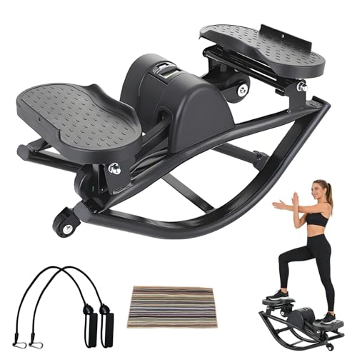 JSDMBD Rock Stepper Step Side-to-Side Lateral Rocking Fitness Stepper with Digital Monitor/Resistance Bands Machine for Home Workout