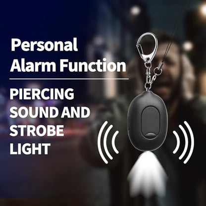3-in-1 Personal Security Set – 130dB Personal Safety Alarm, Door Handle Alarm & LED Flashlight, Maximum Strength Pepper Spray Gel, Flip-Top Safety Cap, Adjustable Hand Strap for Runners - color: Black/Black, style: 40ML