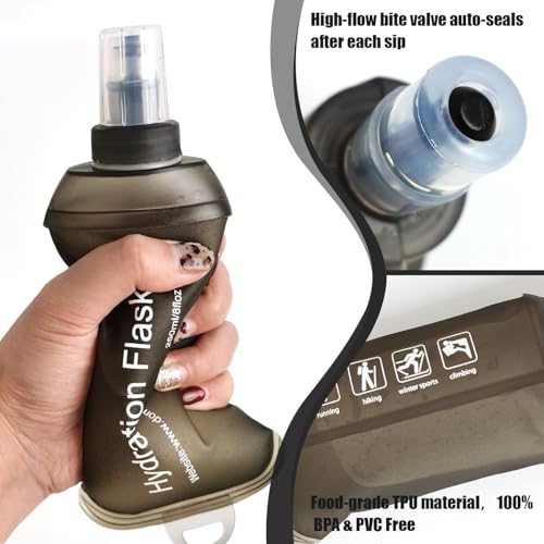 Sport Soft Water Bottle, TPU Collapsible Flask Foldable Bottles for Hydration Pack, BPA-Free, for Running Hiking Cycling Climbing (150ml) (Blue) - color: Blue