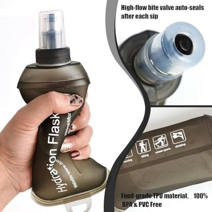Sport Soft Water Bottle, TPU Collapsible Flask Foldable Bottles for Hydration Pack, BPA-Free, for Running Hiking Cycling Climbing (150ml) (Transparent) - color: Transparent