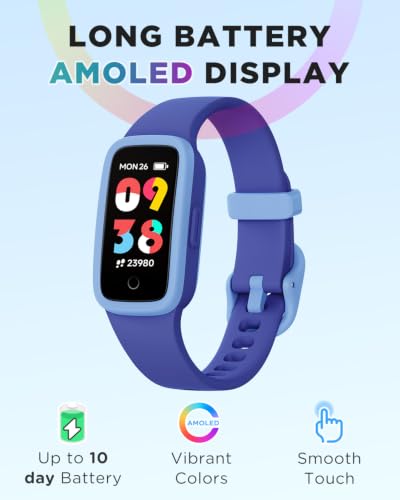 Vigor 3 Kids Watch Fitness Tracker, AMOLED Screen for Boys Girls Age 5-15 - color: Blue