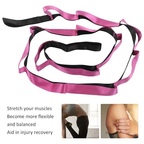 Nylon Webbing Neoprene Stretch Band Non-elastic Pull Strap Longened Yoga Training Belt Auxiliary Rope for Split Leg Dance and Body Stretching - color: Purple