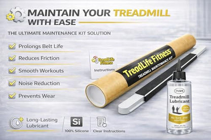 TreadLife Fitness Treadmill Maintenance Kit | 1 Year Supply of Treadmill Lubricant for Belt | 100% Silicone Lube | Extra Wide TruLube Applicator Wand | Directions Included