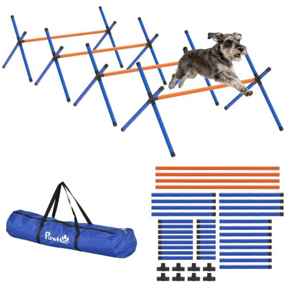 PawHut Dog Agility Training Equipment, Adjustable Height, 4 Pieces, Orange